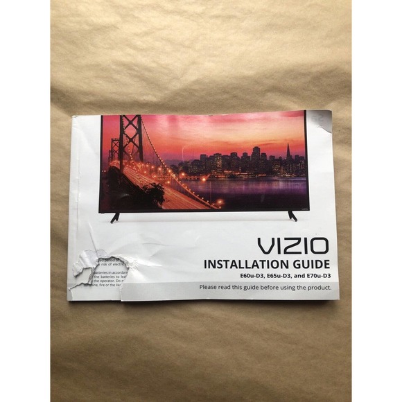 VIZIO‎ INSTALLATION GUIDE E60u-d3 E65u-d3 E70u-d3 - Picture 1 of 2